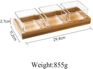 3-pc Square Storage Jar Set with Wooden Tray