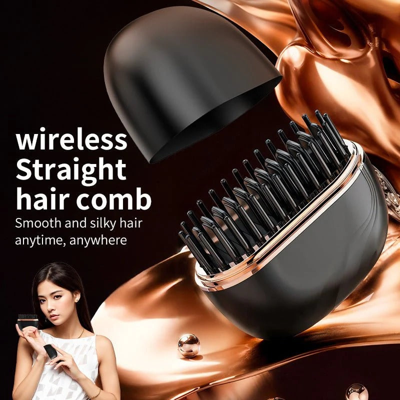 💇♀️ Cordless Mini Hair Straightener Brush – Pocket-Size, Rechargeable & Travel-Friendly