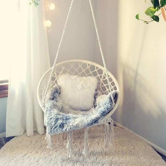 Macrame Hanging Swing Chair Hammock © Ⓢ