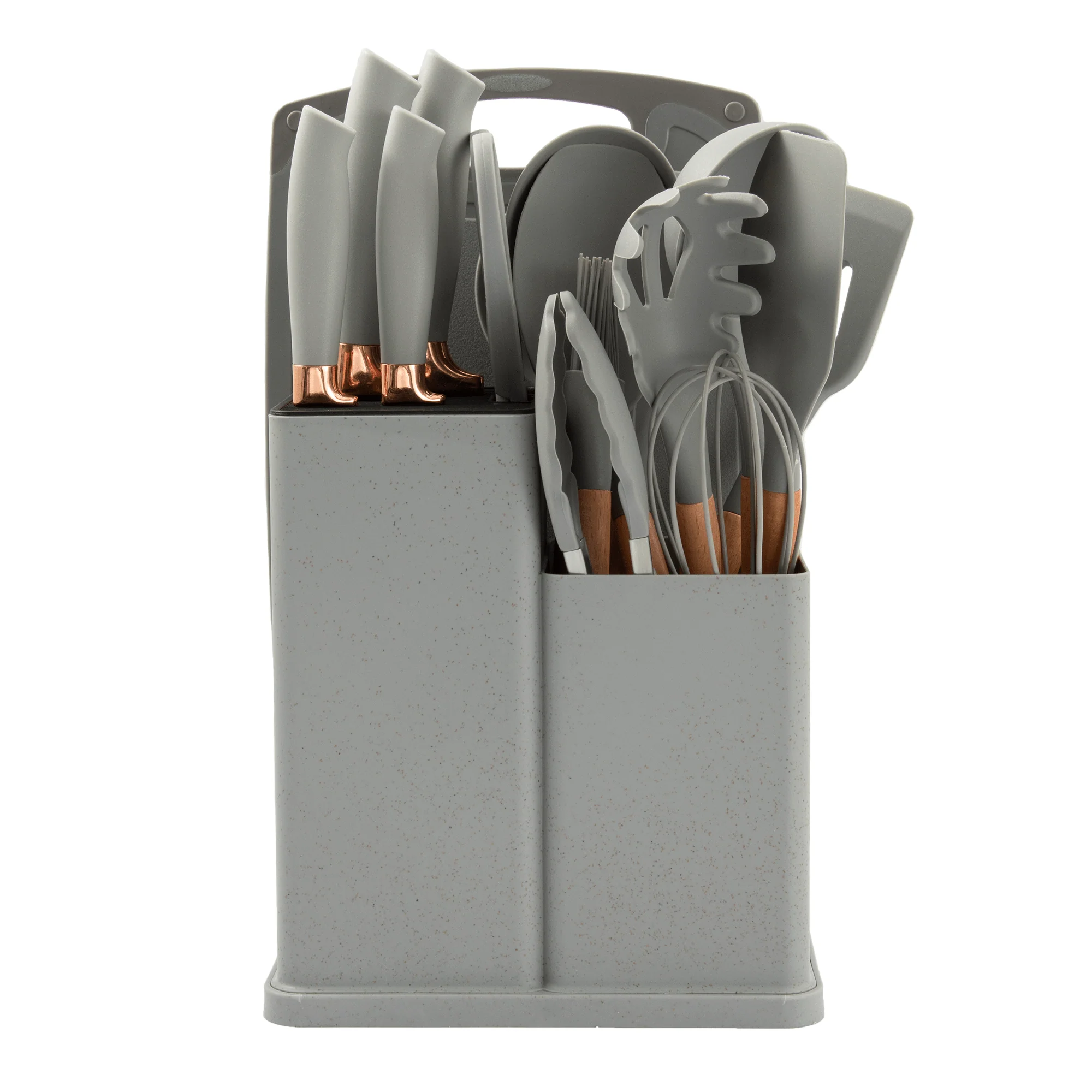 19-Piece Kitchen Knife & Utensil Set with Cutting Boards & Holder