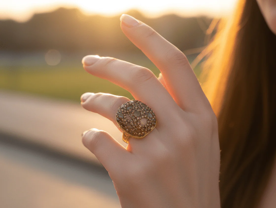 Champagne Crystal Dome Statement Ring
