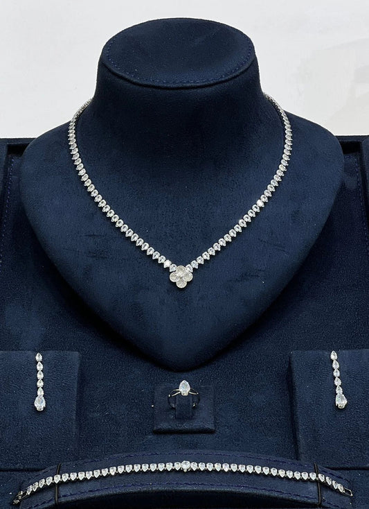 Clover Crystal Pendant Jewelry Set