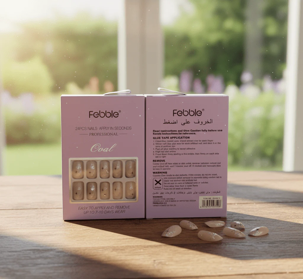 Febble - Oval Soft Nude Sparkle Press-On Nails