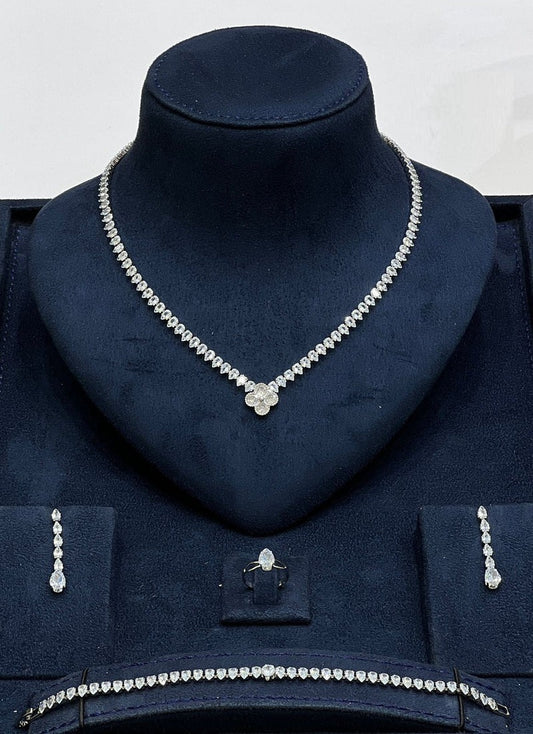 Clover Crystal Pendant Jewelry Set