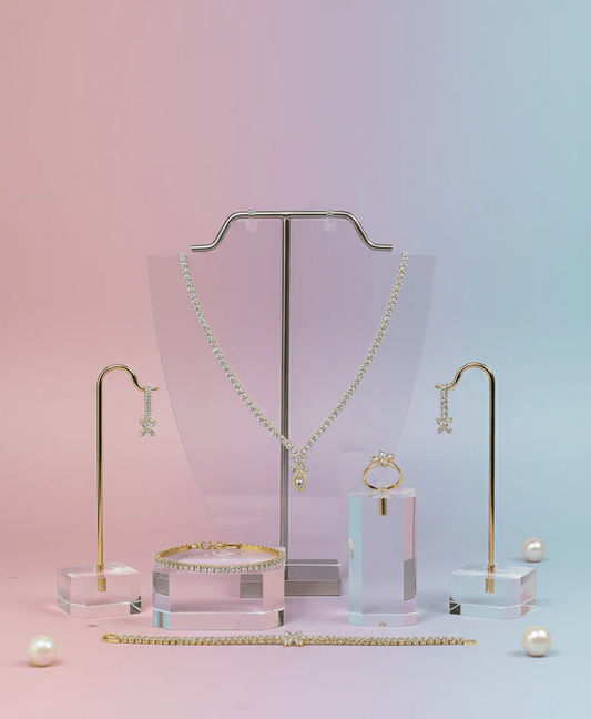 Floral Crystal Pendant Jewelry Set