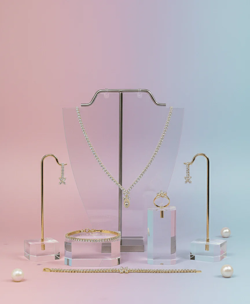 Floral Crystal Pendant Jewelry Set